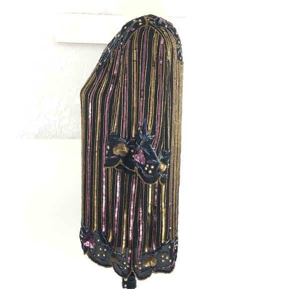 Vintage Justine Todd Beaded Scallop Edge Top Sz M - Picture 2 of 8